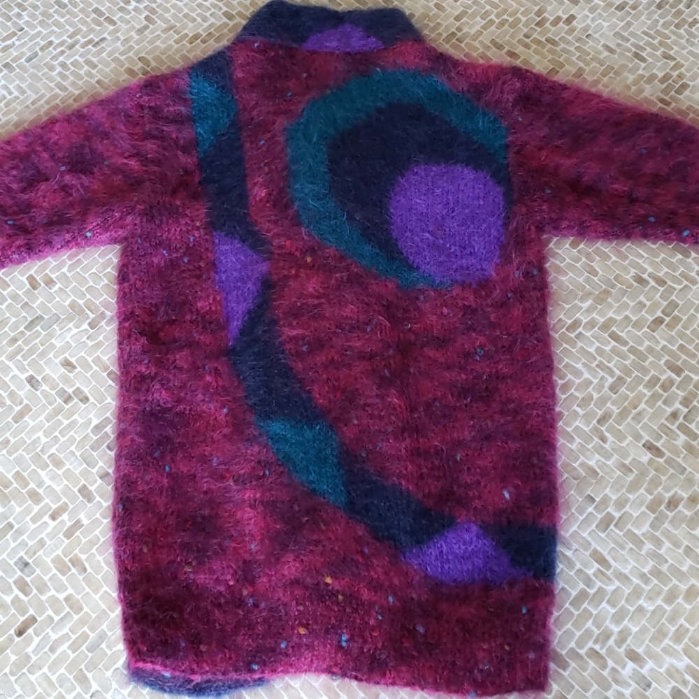 ๐ฅHP๐ฅVTG NWOT hand-knit Mohair coat, S/M red - Picture 2 of 8